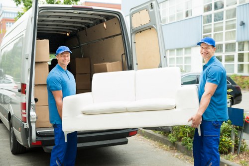 Moving truck and boxes for a Croftonpark home removal