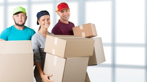 Furniture and boxes being prepared for a local move